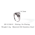 Detail van de 3,4g roestvrijstalen hartring met een breedte van 14,2mm en dikte - Dikke Oppervlakte Hart Stijl (HF-J1568-S)