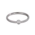 Minimalistischer Edelstahlring in Silber mit runder Scheibe und Zirkonia-Mikrofassung - US 6 / Stahlfarben