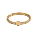 Minimalistischer vergoldeter Edelstahlring mit runder Scheibe und Zirkonia-Mikropave - US 6 / Gold
