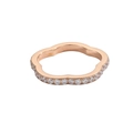 Close-up of wavy plum flower ring in 18K gold pvd plating with micro-pave zircons - US 6 / Rose Gold