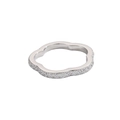 Macro detail of wave-shaped ring band with micro-pave cubic zirconia in silver tone - US 6 / Silver