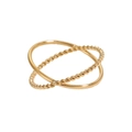 Minimalist double-layered twisted and polished stainless steel ring with PVD gold plating - US 5 / Gold