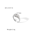 Minimalist silver heart open ring in polished stainless steel with adjustable band - Smooth Open Signet Silver (HF-J1527-S)
