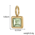 Détails des dimensions du pendentif carré doré 18 carats avec pierre de naissance verte - Vert Olive 214