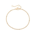 Detail of 14K gold plated stainless steel bead chain with lobster clasp and extender - Single Layer 14K Gold