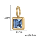 Vista detallada del colgante cuadrado de cristal azul chapado en oro de 1,05 cm por 0,57 cm - Azul 206