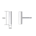 Orecchini a perno minimalisti in acciaio inossidabile a forma di T argento 8mm - Barra Acciaio