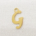 Ciondolo lettera G in acciaio inossidabile dorato lucido con design corsivo per gioielli DIY - Lettera G
