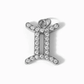 Pendentif signe Gémeaux en acier titane argenté serti de cristaux blancs étincelants - Gémeaux-Argent
