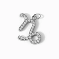 Pendentif Capricorne en acier inoxydable argenté avec zircons sertis par CNC - Capricorne-Argent