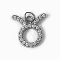 Pendentif signe Taureau argenté serti de cristaux pavés pour la création de bijoux - Taureau-Argent
