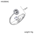 Bague ajustable argentée avec lettre G et oxydes de zirconium en finition plaquée - Lettre G / Acier