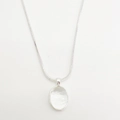 Minimalist oval moonstone shell pendant with silver snake chain necklace - White Transparent Style (Snake Bone Chain)