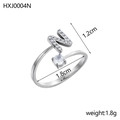 Bague ouverte en argent avec lettre N sertie de brillants et zircon rond suspendu - Lettre N / Acier