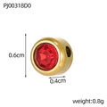 Macro shot showing dimensions of a 6mm gold plated red rhinestone bead for DIY jewelry - Gold-January Red