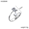 Bague ajustable argentée lettre R avec oxydes de zirconium et diamètre de 1,8cm - Lettre R / Acier