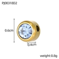 Detail view of gold stainless steel charm with blue rhinestone and 0.6cm size specs - Gold - March Light Blue