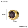 Detailed view of 6mm round gold-plated stainless steel charm with a ruby red rhinestone - Gold - June Dark Purple