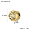 Macro view of gold plated round spacer bead with rhinestones and dimensions 0.6x0.4cm - Gold - November Yellow