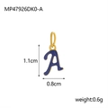 Detail of blue enamel letter A pendant in 18K gold plated steel with dimensions 1.1x0.8cm - Letter A