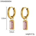 Details und Maße der vergoldeten Edelstahl-Ohrringe mit rosa Kristall-Anhänger - Hellrosa Stil (DYEH00030D4)