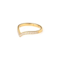 V-shaped gold plated titanium steel ring with sparkling zircon pavé for women - 6 / Gold