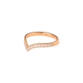 Macro shot of V-shaped rose gold ring with inlaid sparkling cubic zirconia stones - 6 / Rose Gold