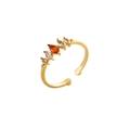 Gold plated stainless steel open ring with marquise orange and white cubic zirconia - 5-Stone Style - Orange (JZ00002D1)