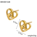 Detailed view of 18K gold plated heart knot earrings with 0.7cm size specifications - Heart Knot Style (BRH00132B)