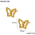 Detail view of 18K gold-plated butterfly studs with size and weight measurements - Hollow Butterfly Style (BRH00139B)