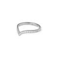 Elegant V-shaped silver titanium steel ring with rows of sparkling zircon stones - 6 / Steel