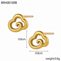 Detail of gold auspicious cloud stud earrings with measurements 0.8cm by 0.6cm - Auspicious Cloud Style (BRH00189B)