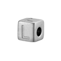 Polished silver stainless steel square letter L charm bead with center hole for DIY jewelry - Steel L
