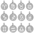 Silver hollow out zodiac constellation round charm pendants set in 12 zodiac symbols - Virgo / Steel