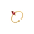 Adjustable gold plated ring with marquise cut pink zircon and hammered metal texture - Pink Marquise Stone Style (JZ00001D1)
