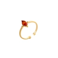 Vintage marquise-cut orange zircon open ring with hammered gold-plated finish - Orange Red Marquise Stone Style (JZ00001D2)