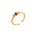 Adjustable gold plated ring with marquise cut orange and white cubic zirconia stones - 3-Stone Style - Orange (JZ00003D1)