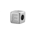 Brushed silver stainless steel cube bead with letter E for DIY jewelry bracelets - Steel E