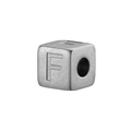 Silver square stainless steel charm bead with letter F engraving for DIY jewelry making - Steel F