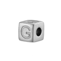 Silver square bead accessory with engraved letter G for DIY stainless steel jewelry - Steel G