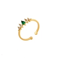 Gold plated stainless steel ring with green pear-shaped zircon and marquise crystals - 5-Stone Style - Green (JZ00002D)