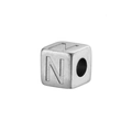 Cube bead charm in 14K gold plated stainless steel with engraved letter N for DIY jewelry - Steel N