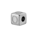 Silver stainless steel cube bead with engraved letter O for DIY jewelry making - Steel O