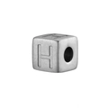 Silver stainless steel cube letter H bead with hole for DIY jewelry making - Steel H