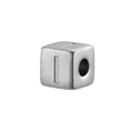 Square silver stainless steel spacer bead with letter I engraving for DIY jewelry making - Steel I