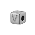 Silver steel square alphabet bead with letter V for DIY jewelry making and crafts - Steel V