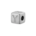 Silver square cube letter Y bead in stainless steel for DIY jewelry making - Steel Y