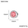 0.6cm silver-plated stainless steel charm with pink rhinestone and central perforation - Steel - July Rose