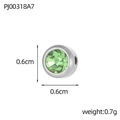 Silver stainless steel charm with emerald green rhinestone and side hole detail - Steel - August Light Green