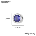 0.6cm round blue rhinestone stainless steel charm bead for DIY jewelry making - Steel - September Sapphire Blue